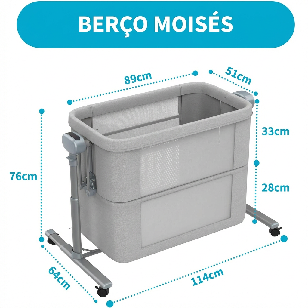 Berço Portátil 6 em 1 com Balanço Suave, Sons Calmantes e Ajuste de Posição