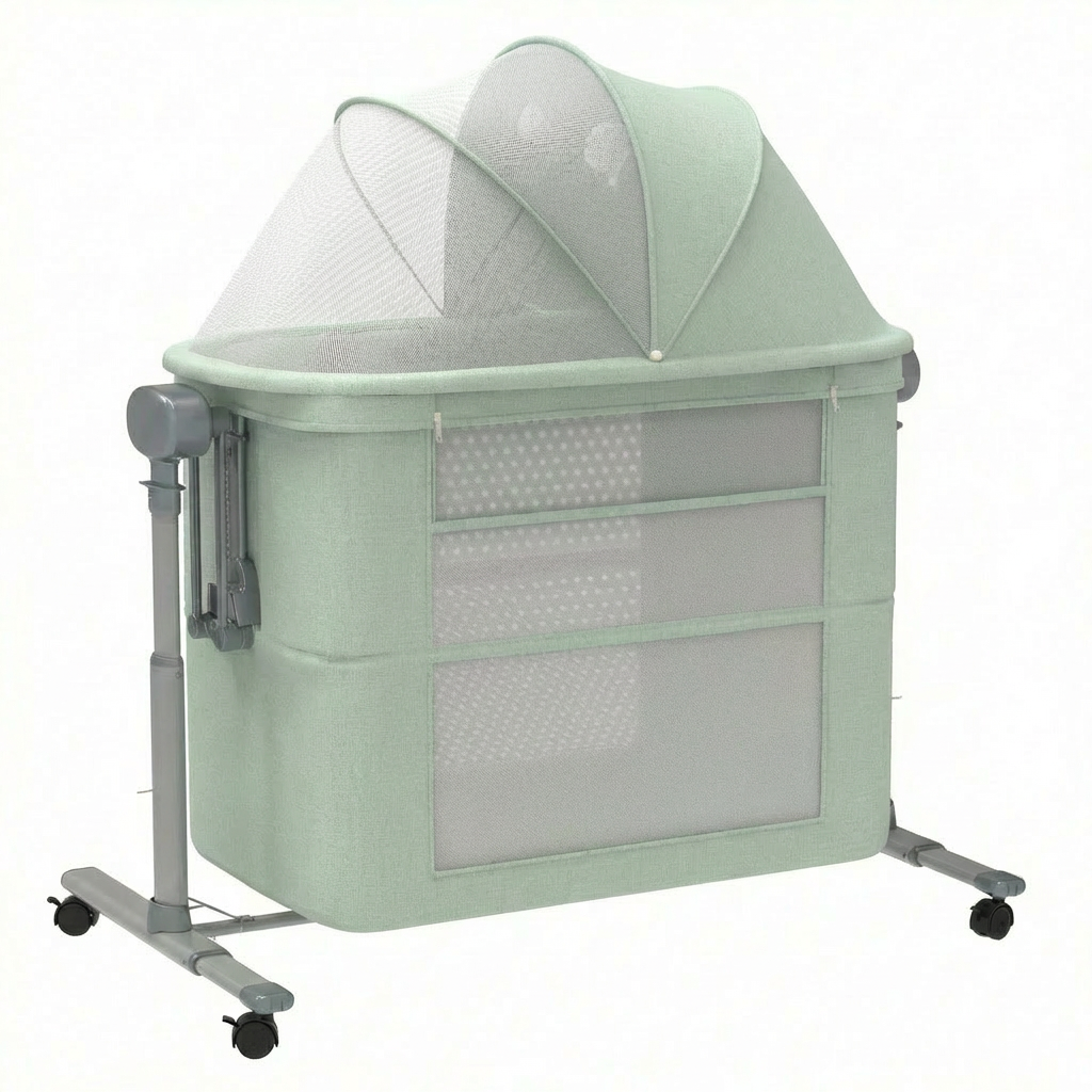 Berço Portátil 6 em 1 com Balanço Suave, Sons Calmantes e Ajuste de Posição