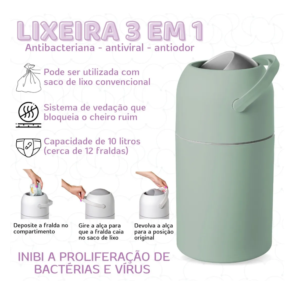 Lixeira Mágica Anti Odor 3 em 1